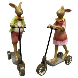 Veľkonočná dekorácia, model králika, dievčatko a chlapec na kolobežke, 19 cm, viacfarebné 125360446 - Veľkonočná výzdoba