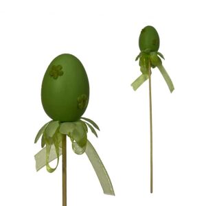 Decor de Paște realizat manual: Ou decorativ verde cu fundă care poate fi înfipt în pământ 26cm 125361866 - Decorațiuni de Paște