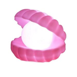 Lampă de noapte KipHome în formă de scoică, roz, lumină caldă, funcționează cu baterii, perfectă pentru dormitor, camera copiilor sau birou - Lampi de veghe si proiectoare