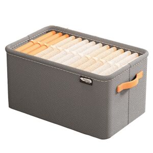 KipHome tárolódoboz, ruháknak, holmiknak, textilből, fém kerettel, oldalsó fogantyúkkal, téglalap alakú, 42 x 28 x 25 cm, űrtartalom 29 l, szürke 125362463 - Flippy