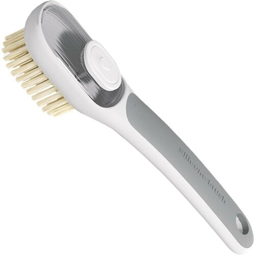 2 az 1-ben többfunkciós kefe, KipHome, sűrű kefe/lánckefe, folyadéktartóval, hosszú nyél, 20,1 x 4,3 x 5 cm, szürke 125362552