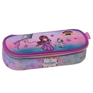 Puzdro na ceruzky Santoro Gorjuss Don't Fly Away, fialové s dizajnom dievčaťa a psa - Peračníky