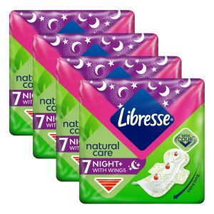 Libresse Natural Care Night+ крилати нощни дамски превръзки 4x7pcs 127260746