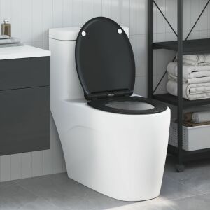 vidaXL Gyorsan Levehető WC Ülőke Fekete 45.5 x 37.5 x 3.8 cm Duroplast 125382737 - WC ülőke