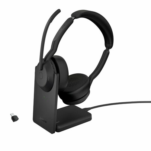 Jabra Evolve2 55 - Casti stereo fara fir cu statie de incarcare Air Comfort - Microfoane cu anulare a zgomotului si ANC - Compatibil cu toate platformele UC, cum ar fi Zoom si Google Meet - N 125392067