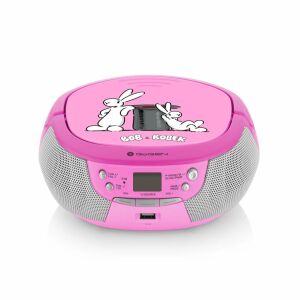 GoGEN BOB AND BOBEK gyerek CD-s rádió, 2 x 0,8 W, Bluetooth, karaoke, mikrofon, MP 3, USB, AUX bemenet, rózsaszín 125390658 - Gogen