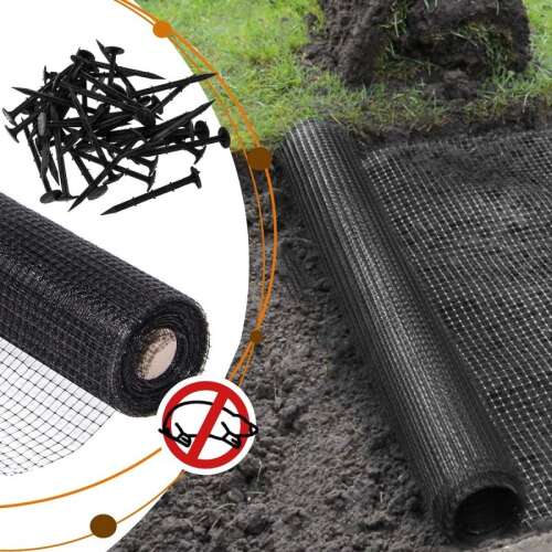 Siatka przeciw kretom Springos, 2m x 200m, czarna, z kołkami