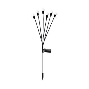 Lămpi solare de grădină, 6 becuri LED, metal negru, iluminat exterior - Lanternă solară