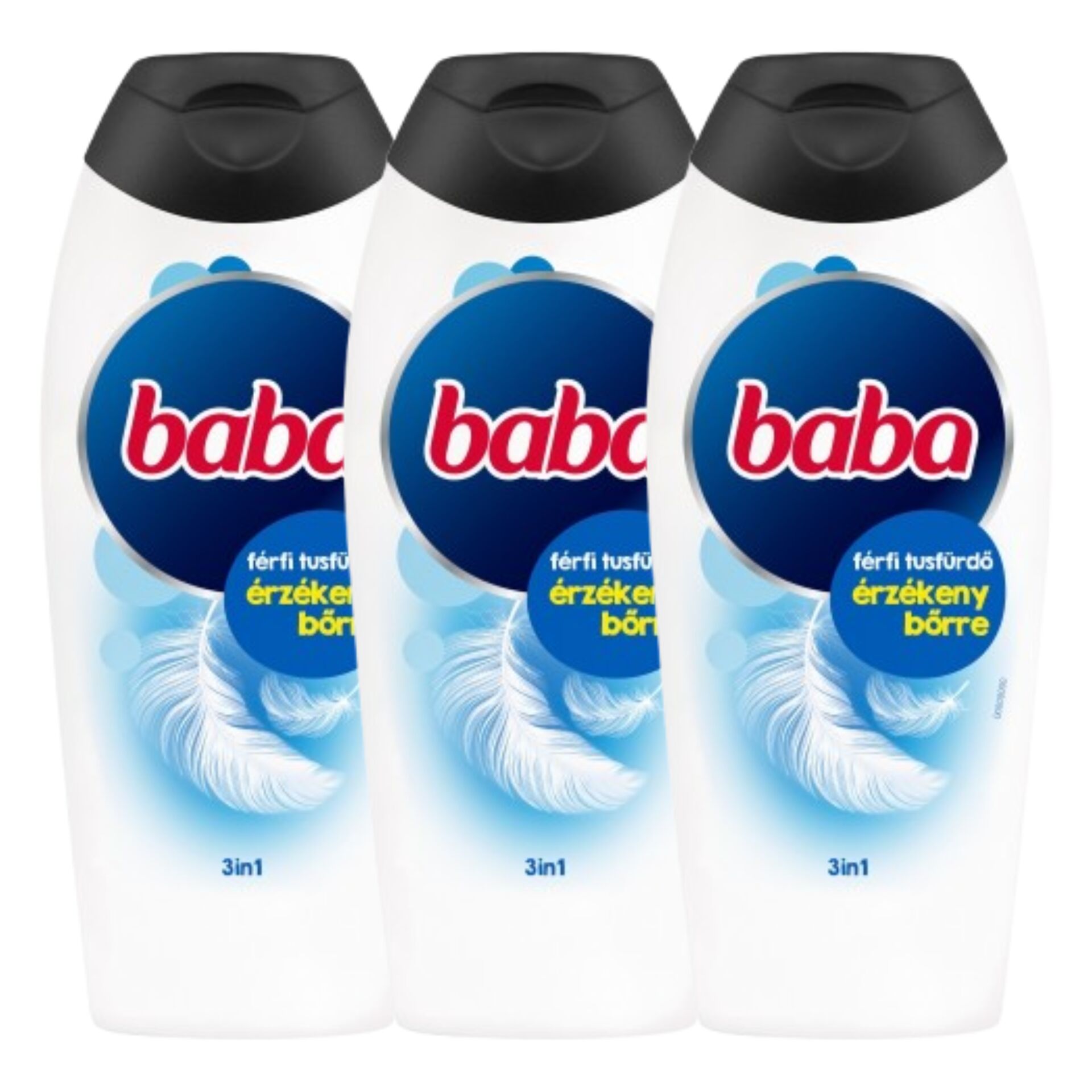 E-shop Baba 3v1 pánsky sprchový gél pre citlivú pokožku 3x400ml + Darček...