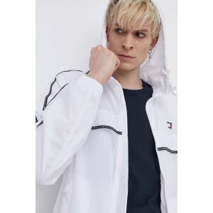 Tommy Jeans fehér dzseki kapucnival, oldalnézet - Tommy Jeans