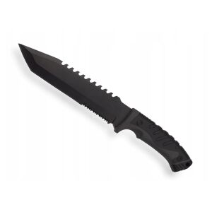 Foxter taktikai katonai és vadászkés, 33 cm, ergonomikus nyél, tok, fekete - Foxter