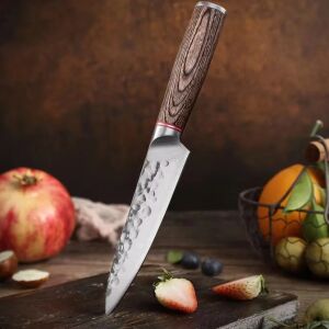 Finka Foxter szakácskés, 24 cm, rozsdamentes acél és fa nyél, ergonomikus, tokos - Foxter