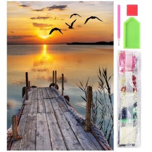 5D gyémánt mozaik hímzőkészlet, Sunset mintás, 30x40 cm, tartozékaival, többszínű