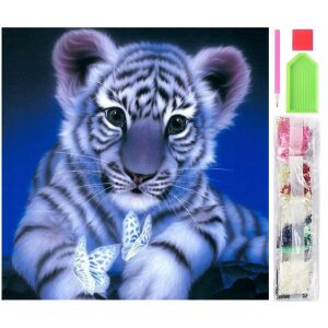 5D gyémánt mozaik hímzőkészlet, Tigris mintás, 30x30 cm, tartozékokkal, többszínű