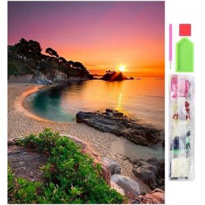 5D gyémánt mozaik hímzőkészlet, Beach mintás, 30x40 cm, tartozékokkal, többszínű