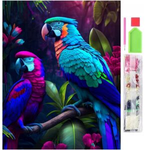 5D gyémánt mozaik hímzőkészlet, Papagáj mintás, 30x40 cm, tartozékokkal, többszínű