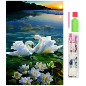 5D mozaik gyémánt hímzőkészlet, Hattyú mintás, 30x40 cm, tartozékokkal, többszínű