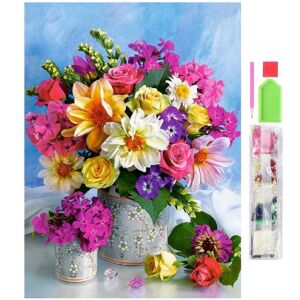 5D gyémánt mozaik hímzőkészlet, Virágcsokor modell, 30x40 cm, tartozékokkal, többszínű