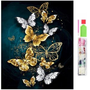 5D gyémánt mozaik hímzőkészlet, Pillangók minta, 30x40 cm, tartozékokkal, többszínű