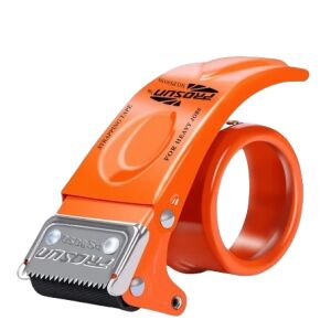 Ragasztószalag adagoló, ideális csomagokhoz, szalagvágó, acél, narancs