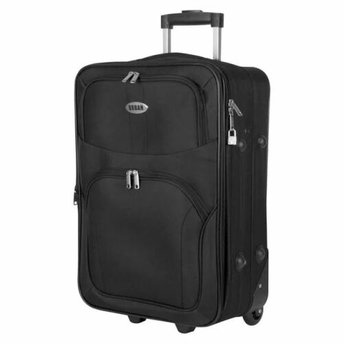 Valiză Urban Trolley, neagră, 34L, 2 roți duble, vedere laterală