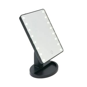 Čierne zrkadlo na líčenie s 16 LED diódami, dotykovým ovládaním a úložným priestorom - Kozmetické zrkadlá