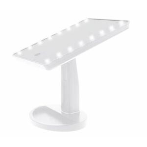 Biely LED zrkadlo na líčenie so stojanom, 16 svetiel, ideálne na nanášanie make-upu - Kozmetické zrkadlá