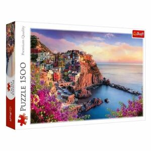 Puzzle Trefl Manarola Cinque Terre 1500 elementów, przedstawiające malowniczy widok na kolorową włoską wioskę Manarola - Puzzle