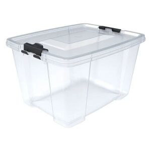 Przezroczysty plastikowy pojemnik do przechowywania z pokrywką, 30 litrów - Pudełko i kosz do przechowywania
