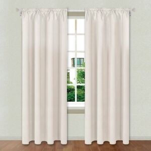 Kremowe zasłony zaciemniające, 140x260 cm, do salonu, sypialni lub biura - Projektowanie wnętrz