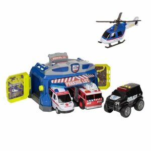 Állomás 4 mentőjárművel, hanggal és fényekkel, SOS gombbal, 51x25x23cm, többszínű