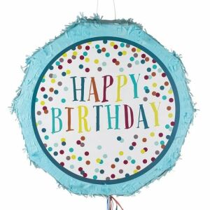 Niebieska Pinata na urodziny z wzorem konfetti - Dekoracja na imprezę