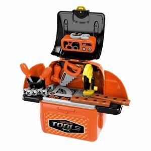 Čierno-oranžová sada nástrojov pre deti, hracia náraďová skrinka s nástrojmi, hrací pracovný stôl, hranie rolí, nástroje pre deti, hračky pre deti - Remeselné práce