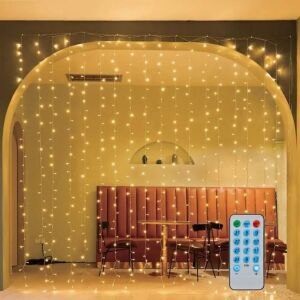 200 LED Lumini de cortină cu telecomandă, alb cald, creând o atmosferă magică - Nonbrand Ghirlande luminoase