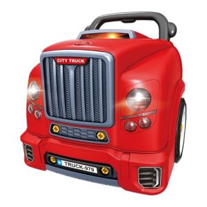 Červená hračkarská súprava nástrojov na nákladné auto s svetlami a zvukmi, pohľad spredu - Remeselné práce
