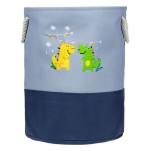 Gyermek szennyeskosár dinoszauruszokkal, átmérő 40x50cm, kék színben