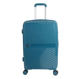 Valiză din plastic dur, de culoare albastră, cu 4 roți, capacitate 58L, dungi Relief, <product_name> - Valize
