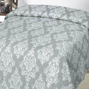 Szürke damaszt mintás ágytakaró franciaágyhoz, 220x240 cm - Ágytakaró