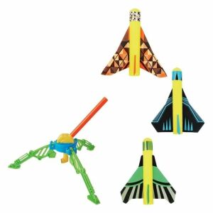 Repülőgép kilövő, 3 habszivacs repülőgéppel, 20x18cm-es méret, több színű