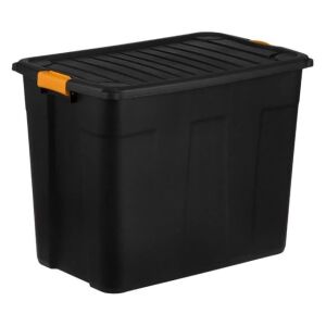 Czarny pojemnik do przechowywania o dużej wytrzymałości 120 litrów z pokrywą - Pudełko i kosz do przechowywania