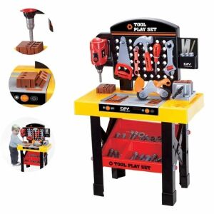 Hrací pracovný stôl s 51 nástrojmi, 2 úrovne, 50x26x75cm, viacfarebný - Remeselné práce