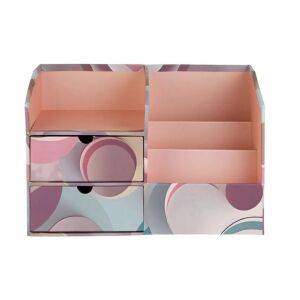 Dekoratív doboz, márvány modell 6 rekesszel, íróasztal, karton, 30x16x20cm, lila