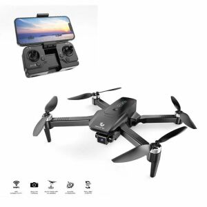 Czarny składany dron z kamerą i światłami, pilotem i uchwytem na smartfona - Nonbrand Dron