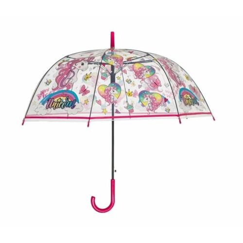 Parasol przeciwdeszczowy z manualnym drążkiem, model Unicorn, dla dzieci, 82 cm, fuksja 125424865