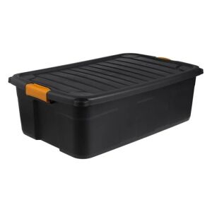 Czarne pudełko do przechowywania o pojemności 60L z pokrywą, wytrzymałe, składane, do organizowania i przechowywania narzędzi, sprzętu i innych przedmiotów - Pudełko i kosz do przechowywania