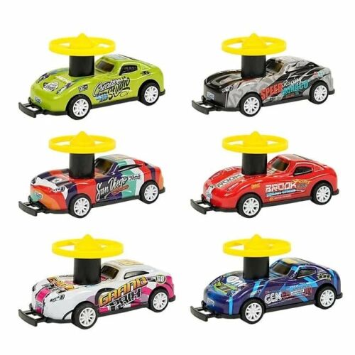 6 db színes fém játékautó forgó propellerrel, tökéletes a versenyzés és az akció szerelmeseinek