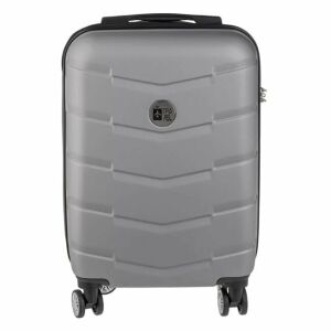 Valiză trolley argintie cu dungi în relief, 87L, 4 roți - Valize