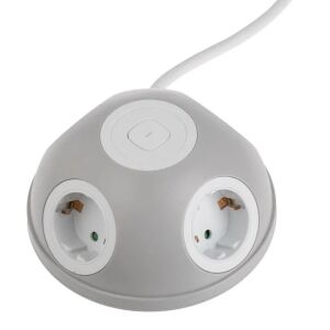 Hosszabbító kábel 3 aljzattal, 2 USB porttal, 3500W, hossza 1,2m, fehér színű