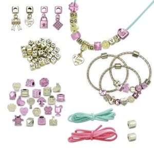 Betű és üzenet ékszer készítő készlet, 2 nyaklánc, 3 karkötő