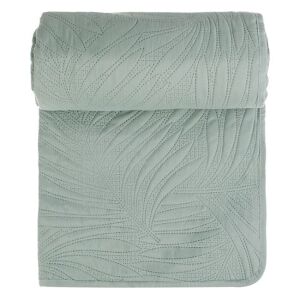 Mentazöld levélmintás ágytakaró franciaágyhoz, kétoldalas, 220x240 cm - Ágytakaró